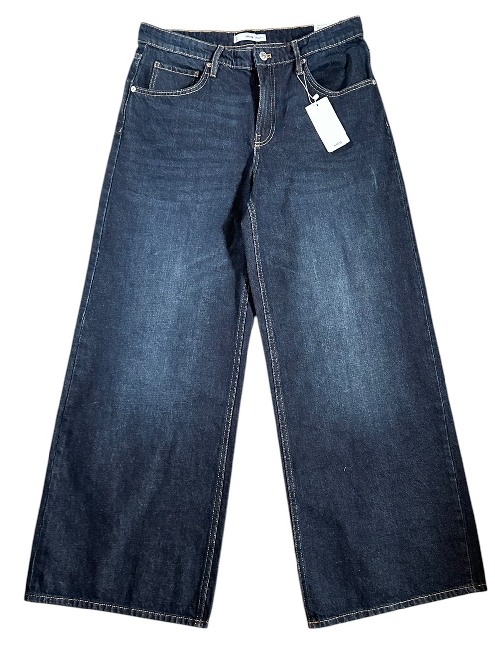 MNG 100% cotton low waist regular fit full length wide leg jeans size 8 - NWT!